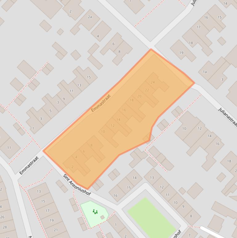 Kaart van postcodegebied 2211CN.