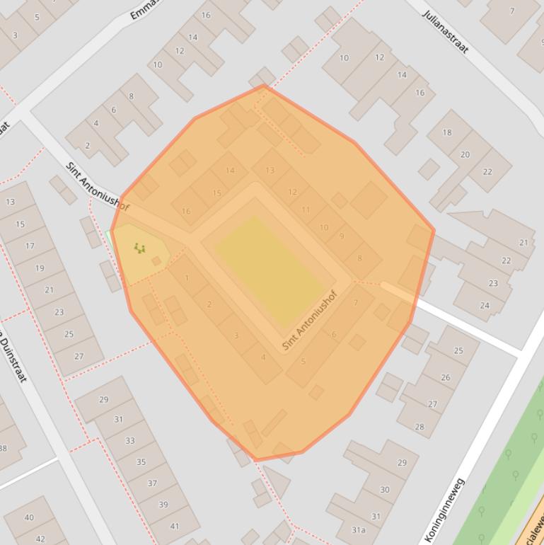 Kaart van postcodegebied 2211CP.