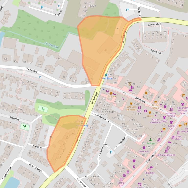 Kaart van postcodegebied 2211DH.