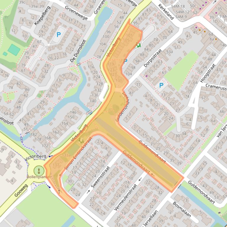 Kaart van postcodegebied 2211DN.