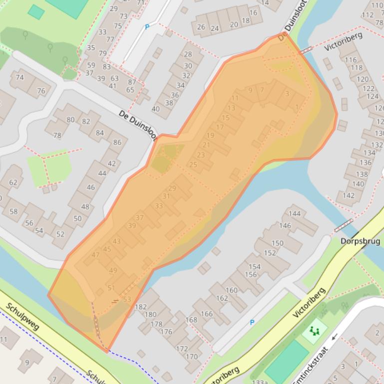 Kaart van postcodegebied 2211DP.