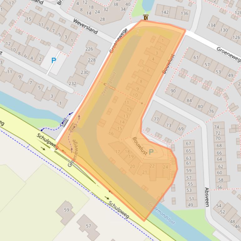 Kaart van postcodegebied 2211DZ.