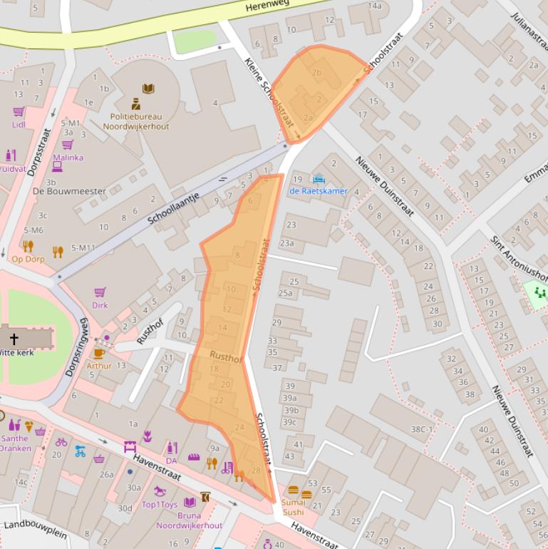 Kaart van postcodegebied 2211EB.