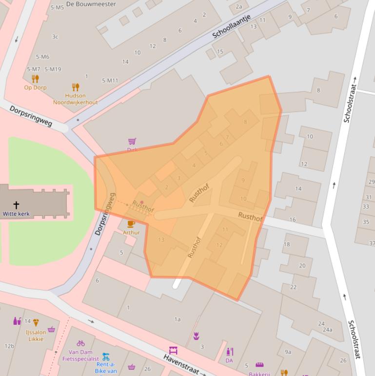 Kaart van postcodegebied 2211EC.