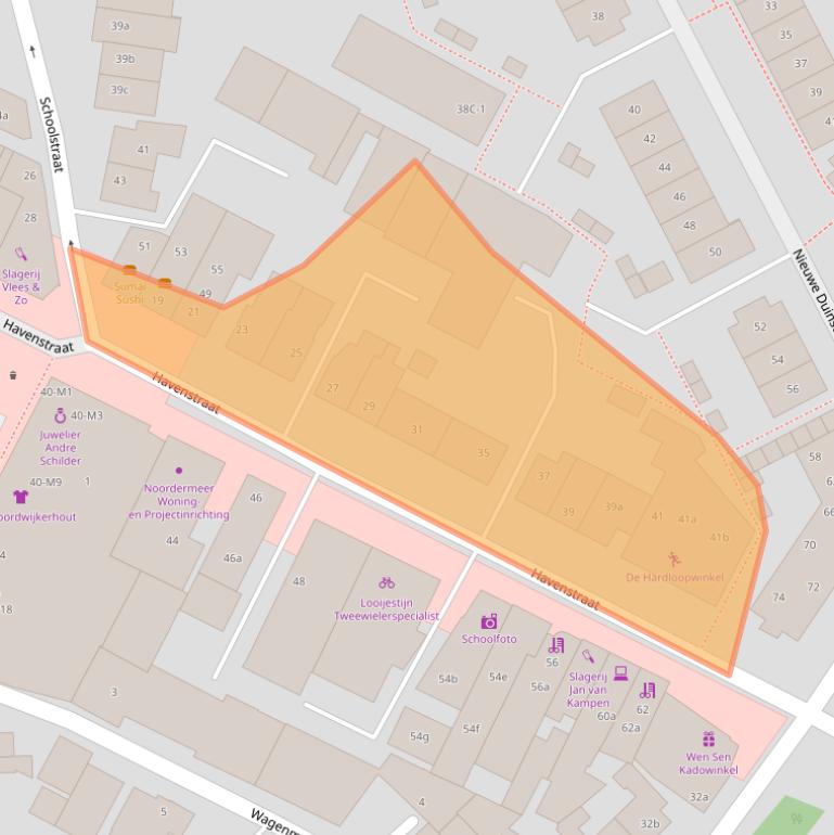 Kaart van postcodegebied 2211EG.