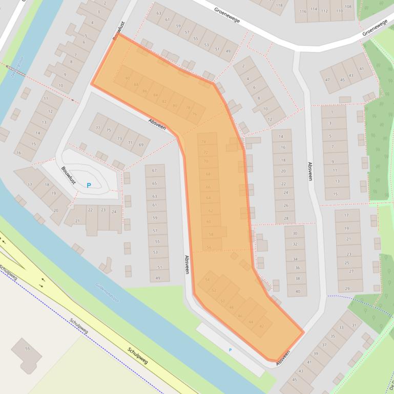 Kaart van postcodegebied 2211EW.
