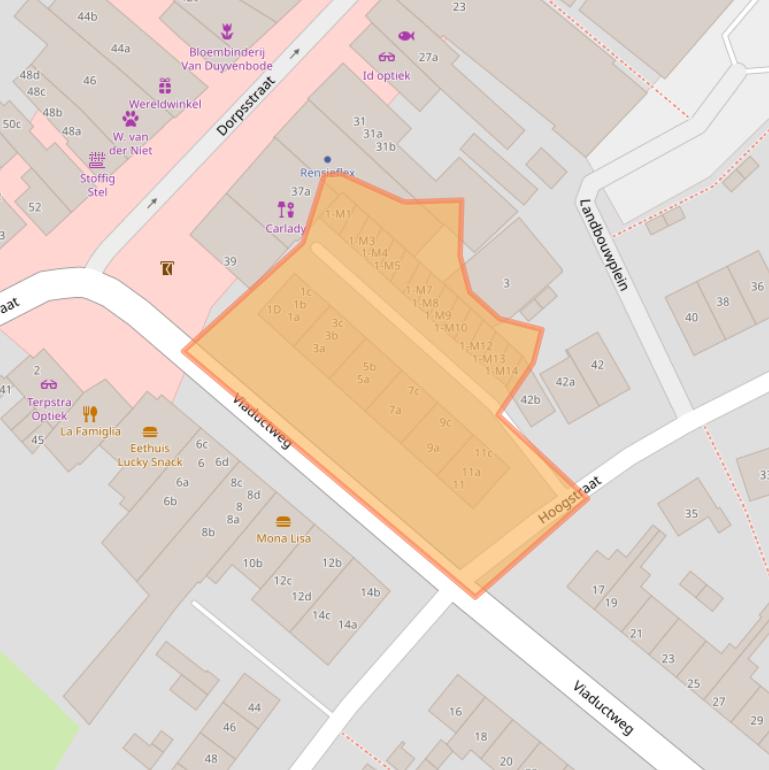 Kaart van postcodegebied 2211GN.