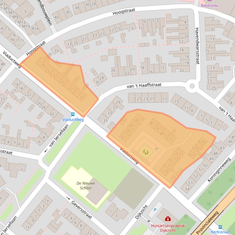 Kaart van postcodegebied 2211GP.