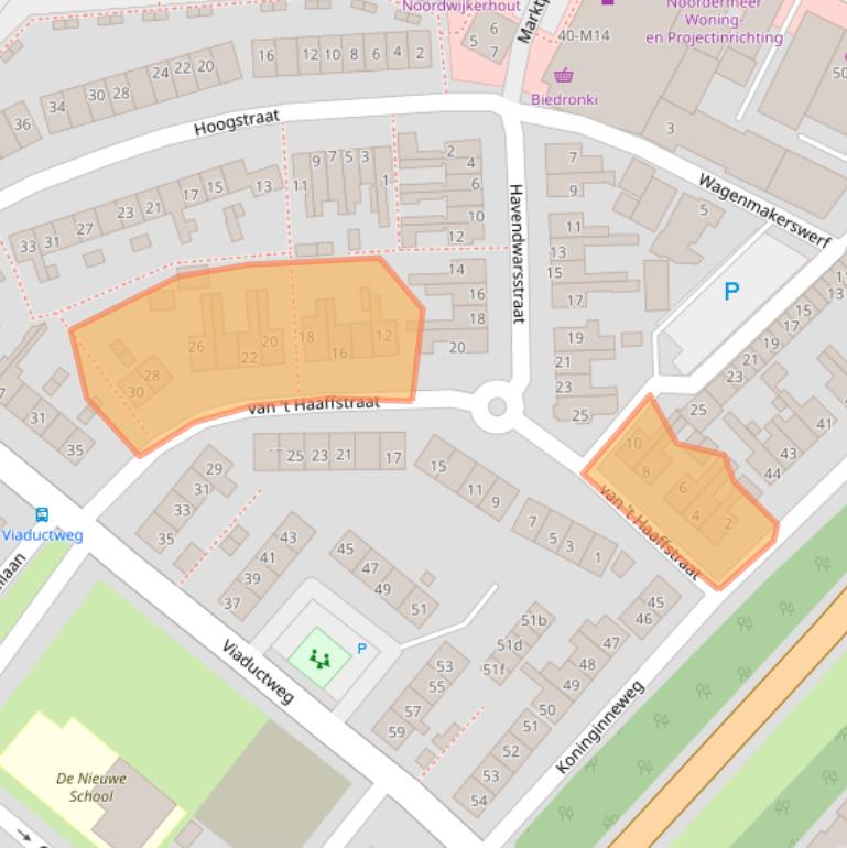 Kaart van postcodegebied 2211HB.