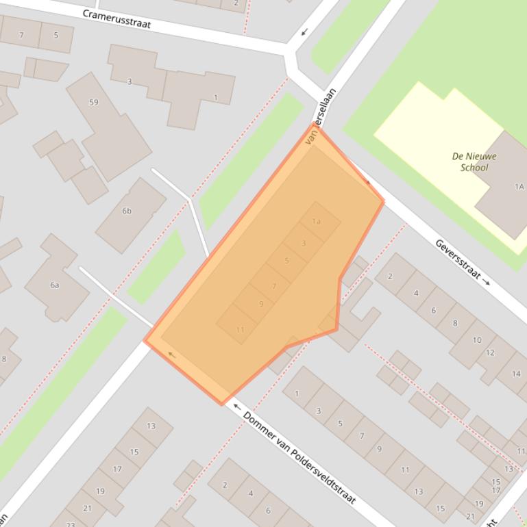 Kaart van postcodegebied 2211HD.