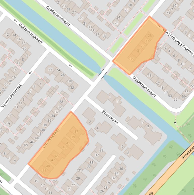 Kaart van postcodegebied 2211HG.