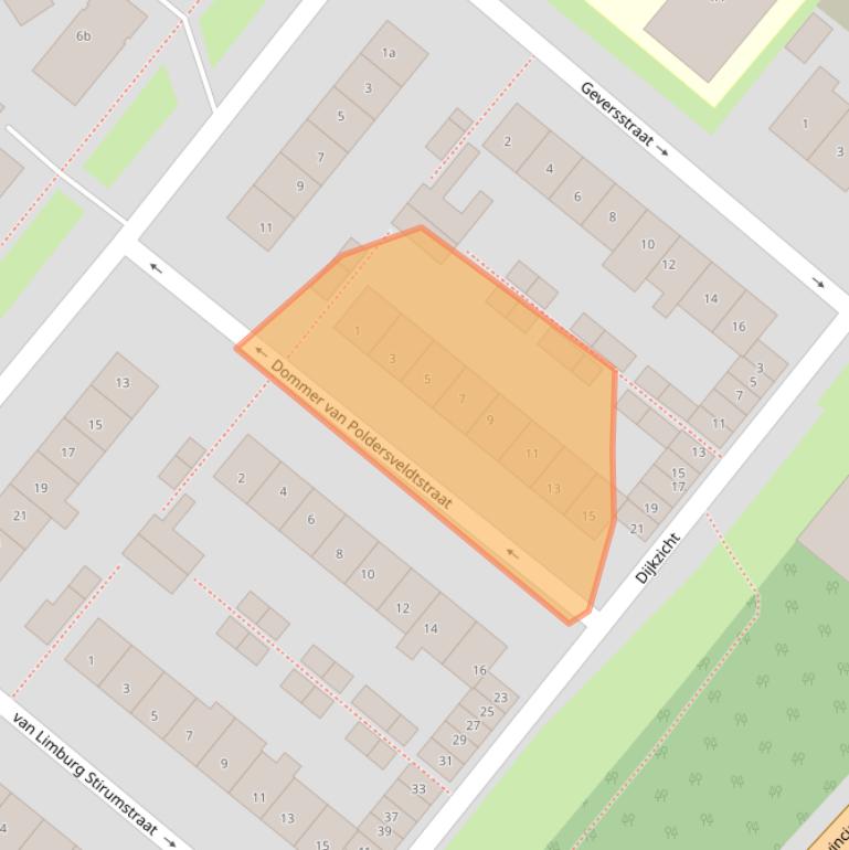 Kaart van postcodegebied 2211HL.