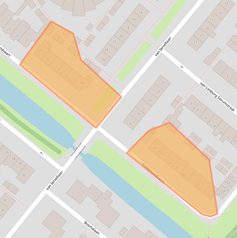 Kaart van postcodegebied 2211JB.