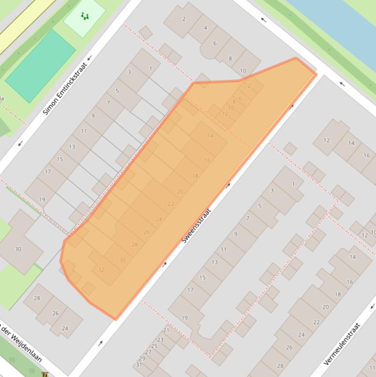 Kaart van postcodegebied 2211JG.