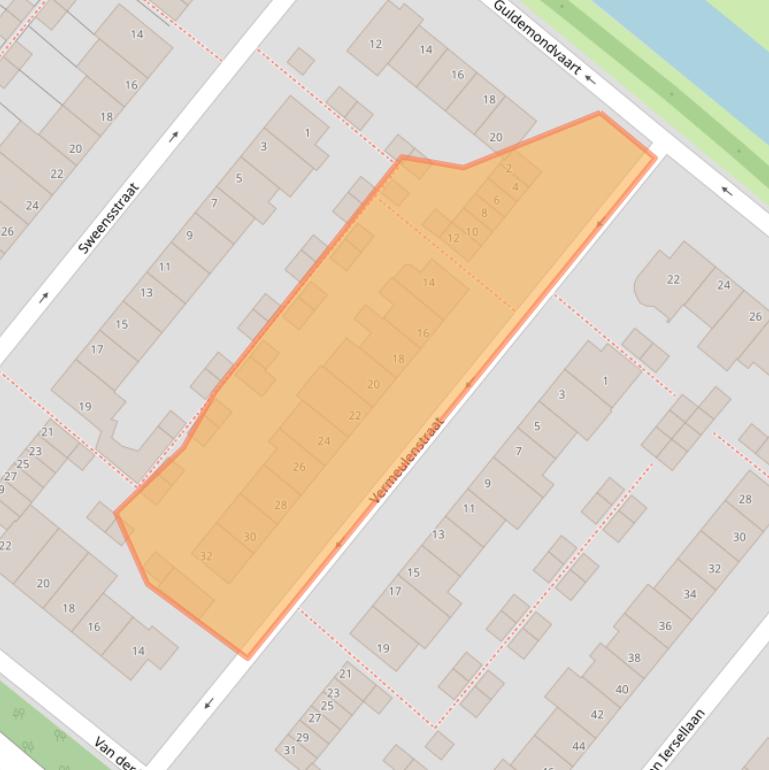 Kaart van postcodegebied 2211JJ.