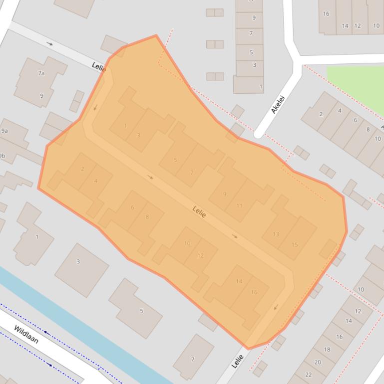 Kaart van postcodegebied 2211JX.