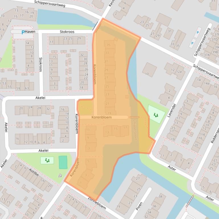 Kaart van postcodegebied 2211MH.