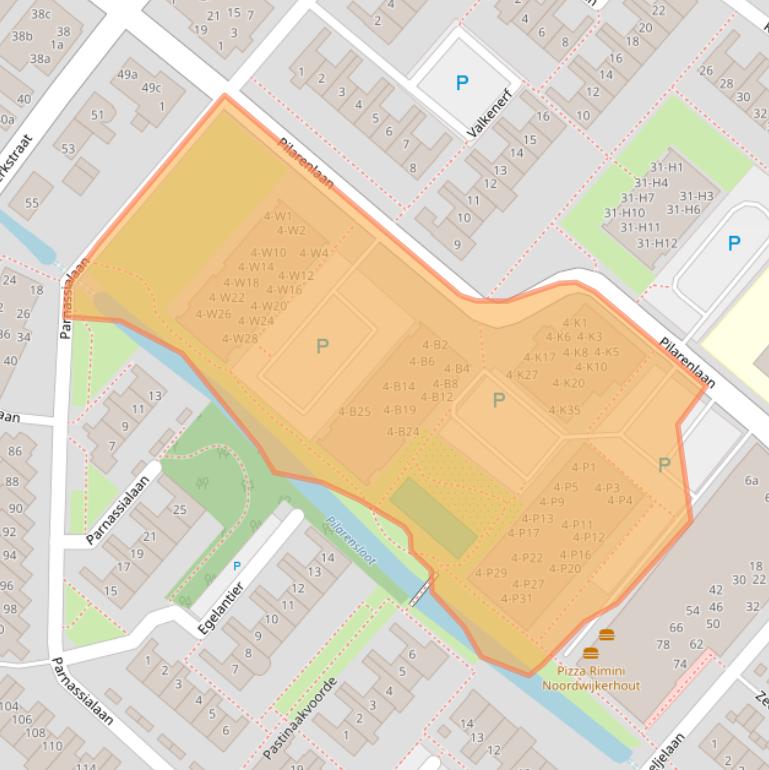 Kaart van postcodegebied 2211NA.