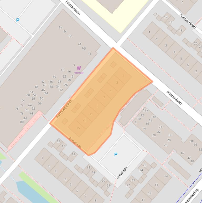 Kaart van postcodegebied 2211ND.