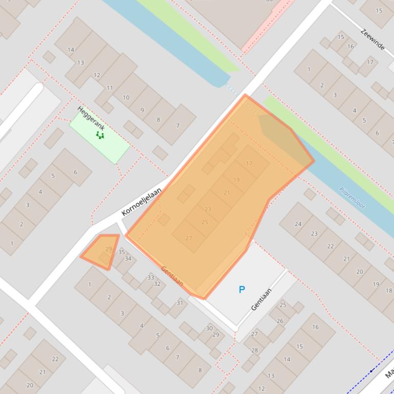 Kaart van postcodegebied 2211NE.