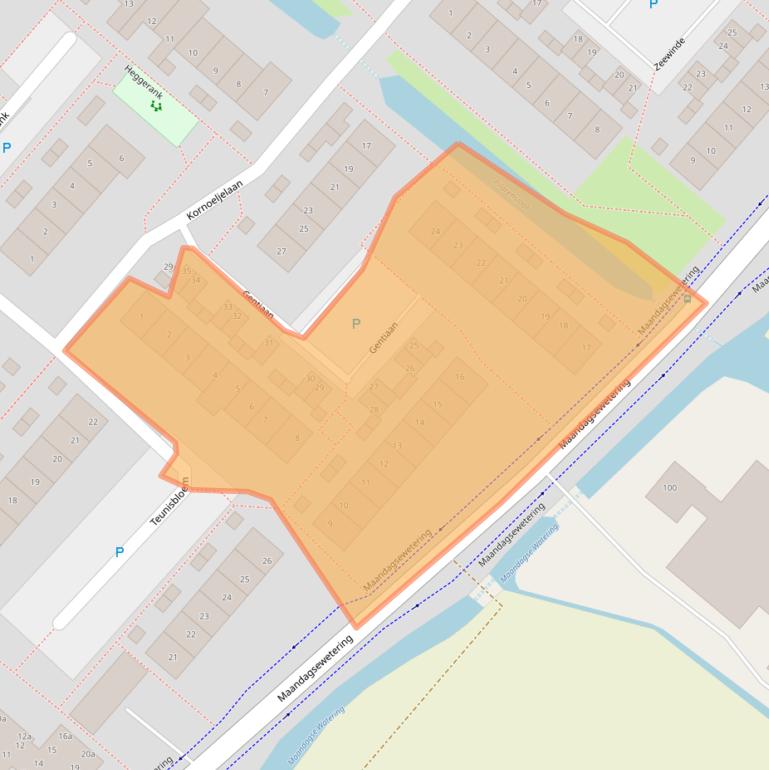 Kaart van postcodegebied 2211NH.