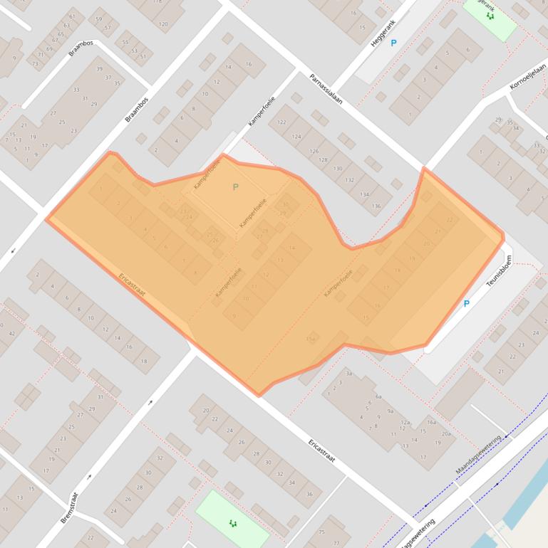 Kaart van postcodegebied 2211NL.