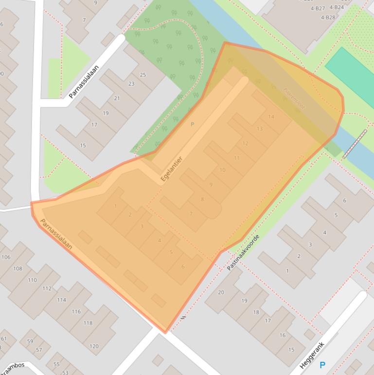 Kaart van postcodegebied 2211NN.