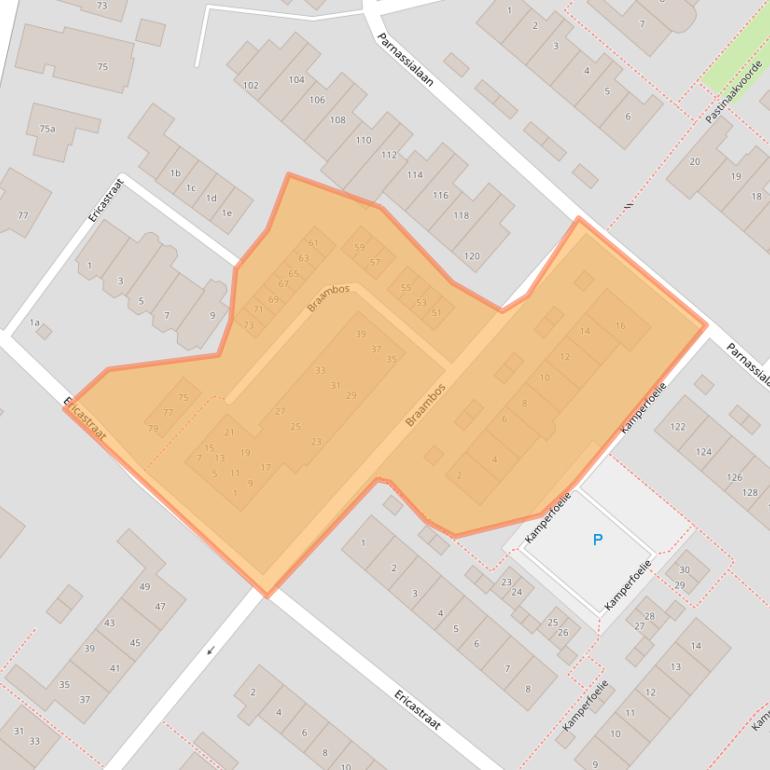 Kaart van postcodegebied 2211NP.