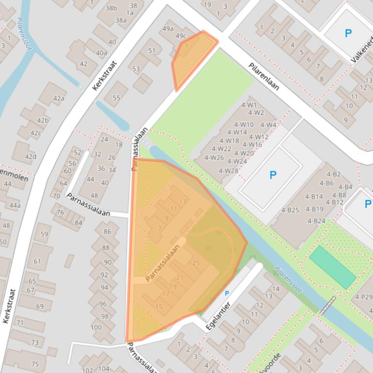 Kaart van postcodegebied 2211NS.