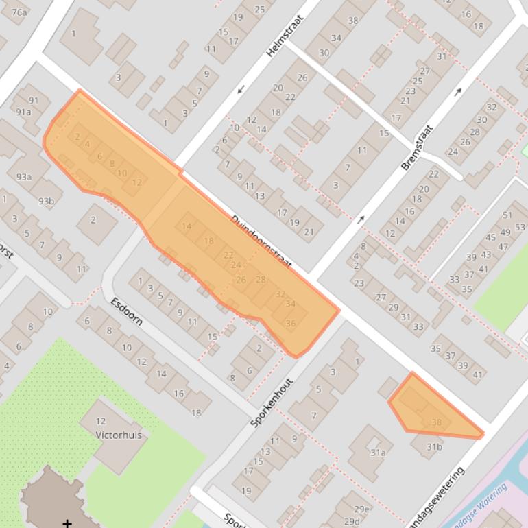 Kaart van postcodegebied 2211PK.