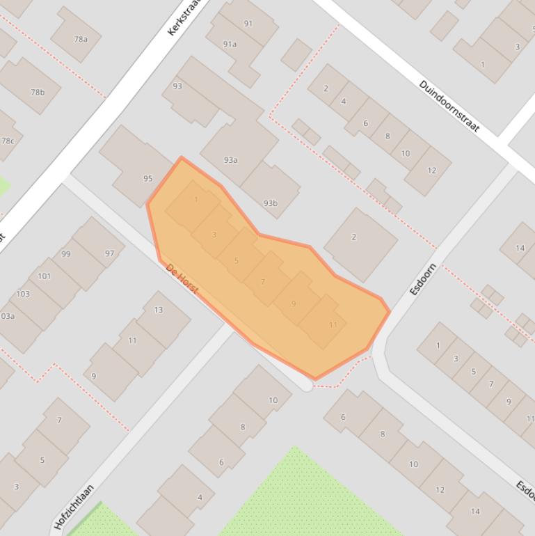 Kaart van postcodegebied 2211PP.