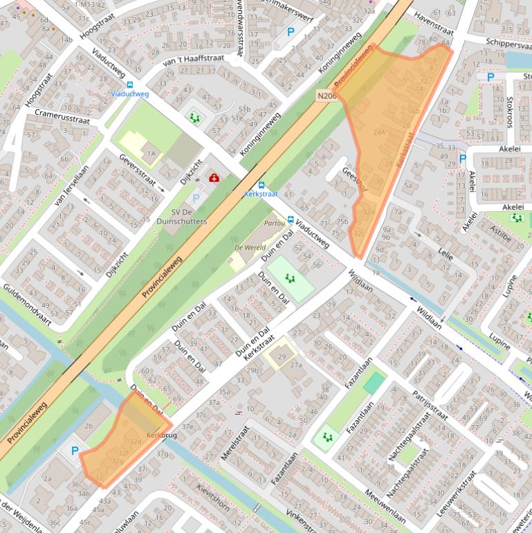 Kaart van postcodegebied 2211RJ.