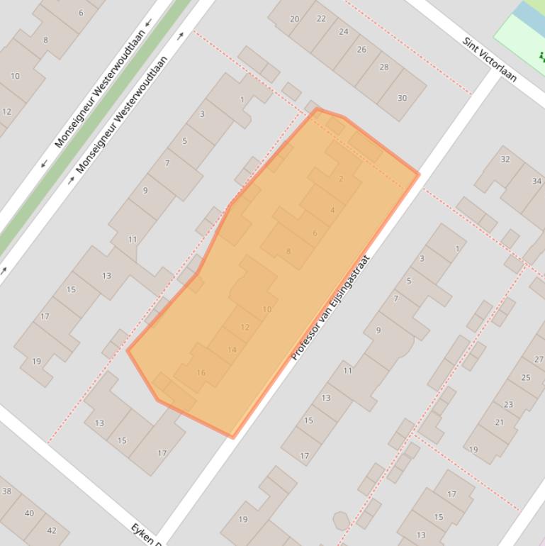 Kaart van postcodegebied 2211SB.