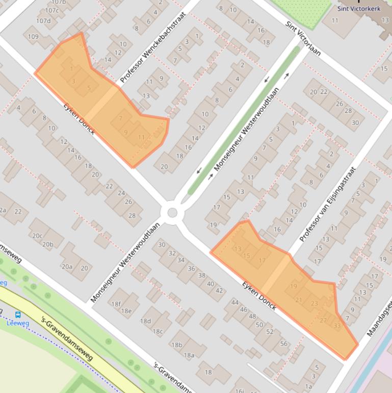 Kaart van postcodegebied 2211SC.