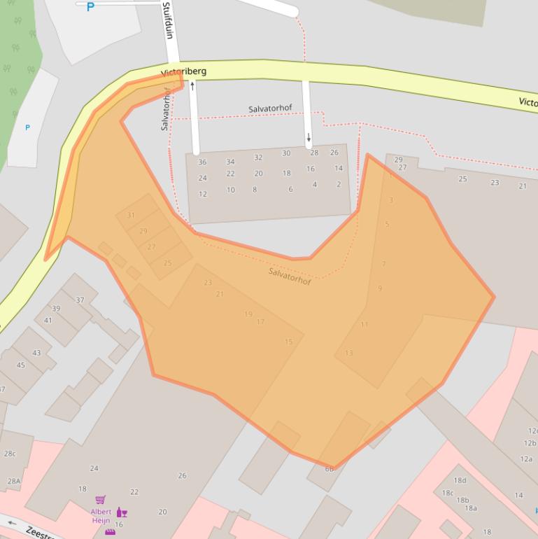 Kaart van postcodegebied 2211SP.