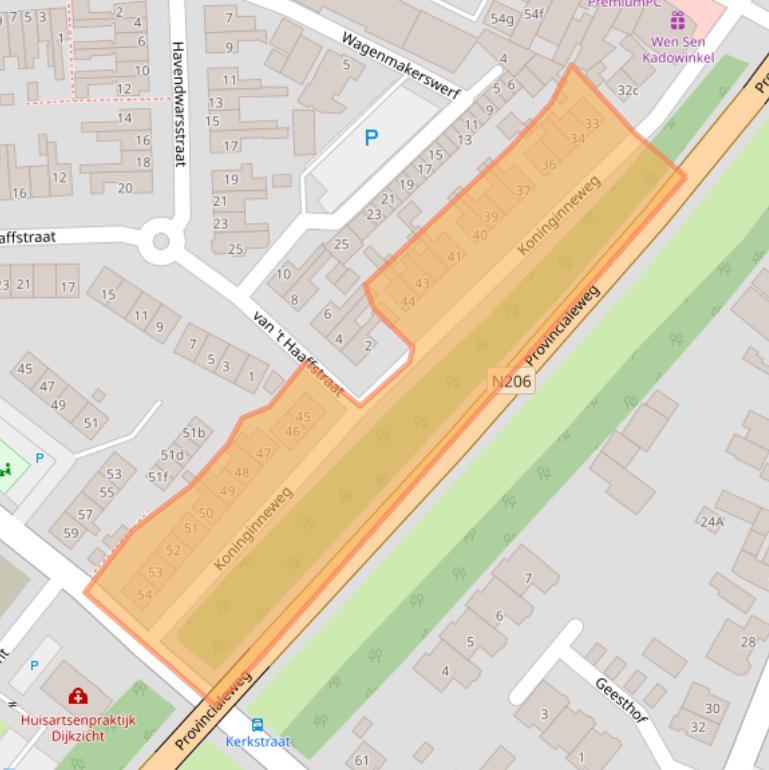 Kaart van postcodegebied 2211TC.