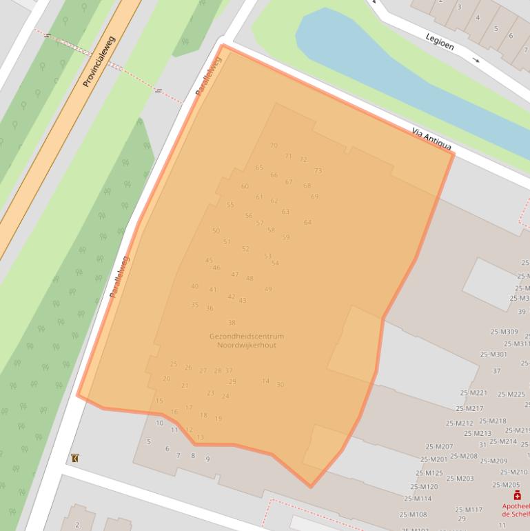 Kaart van postcodegebied 2211TE.