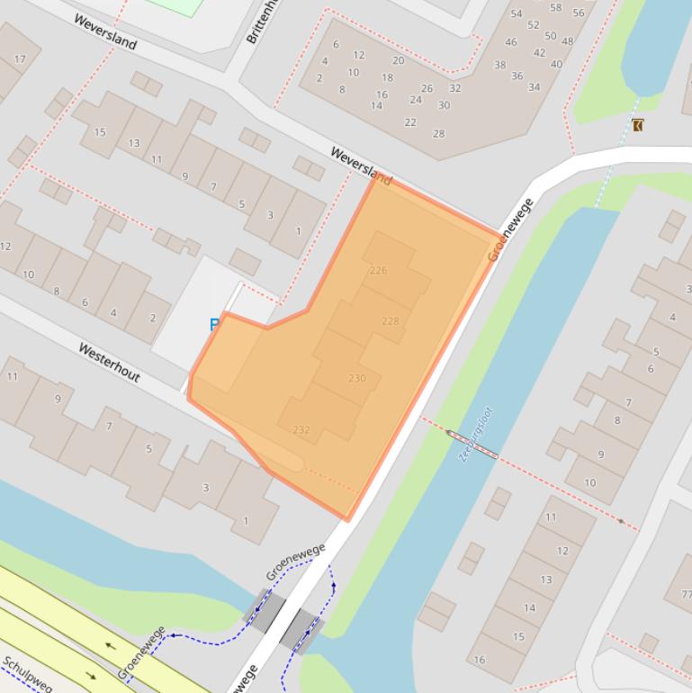 Kaart van postcodegebied 2211TZ.