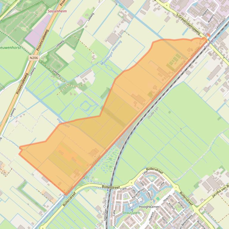 Kaart van postcodegebied 2211WE.
