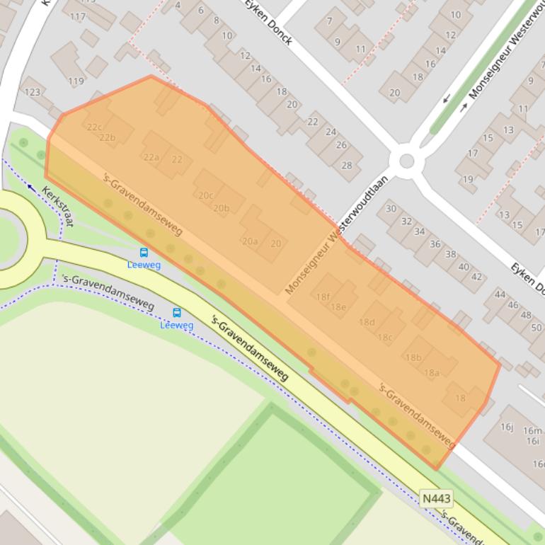 Kaart van postcodegebied 2211WK.