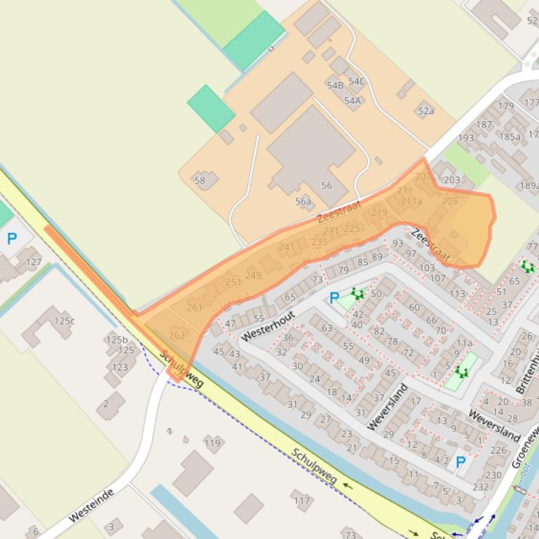 Kaart van postcodegebied 2211WZ.