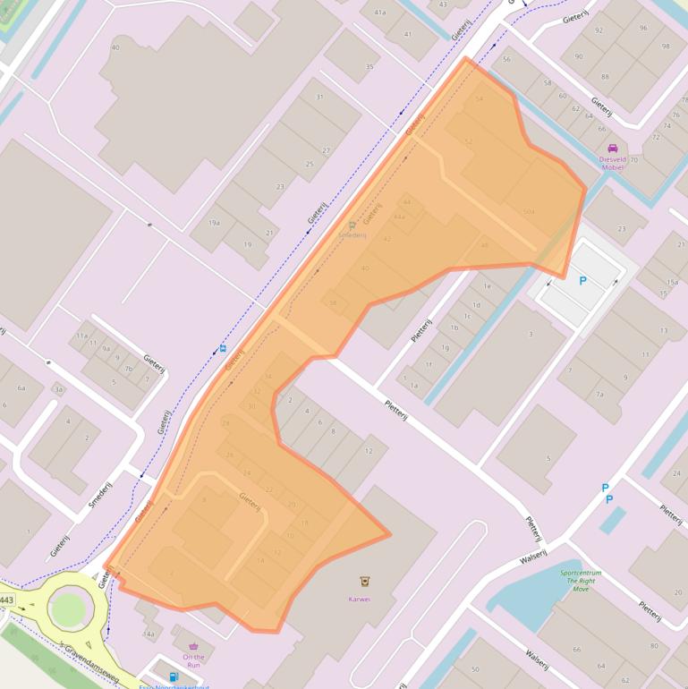 Kaart van postcodegebied 2211XK.