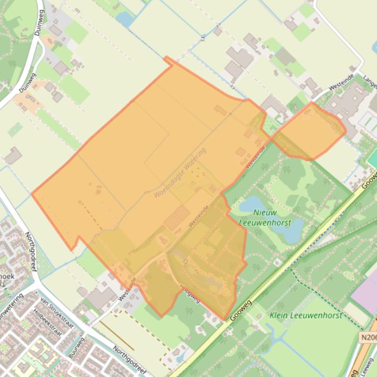 Kaart van postcodegebied 2211XR.