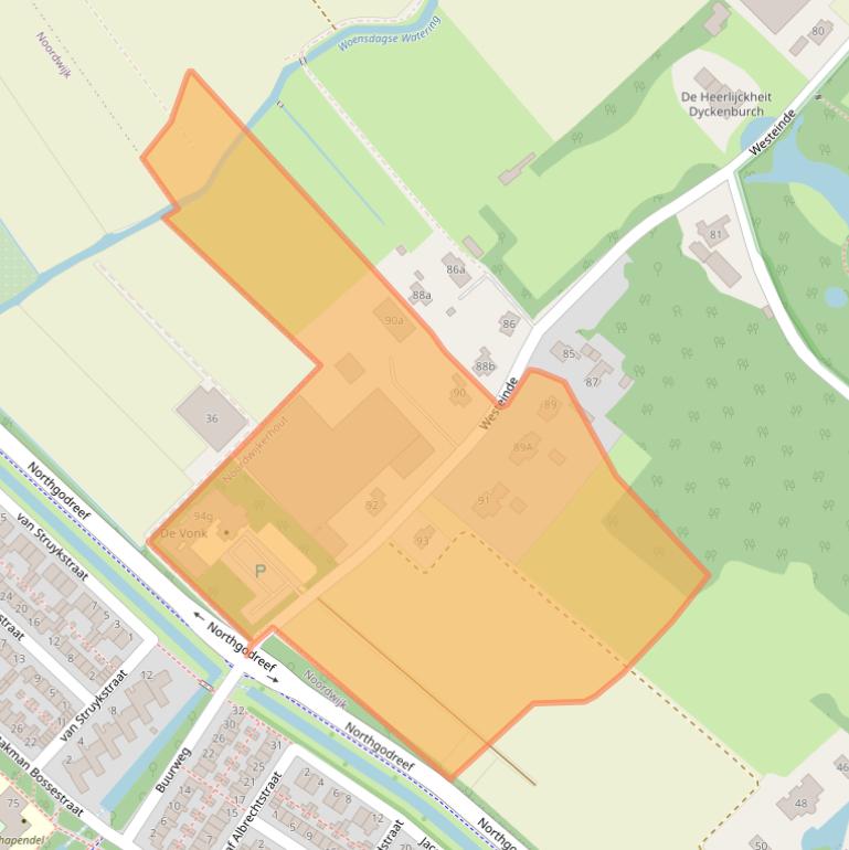 Kaart van postcodegebied 2211XS.