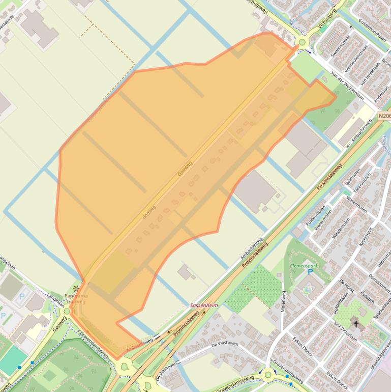 Kaart van postcodegebied 2211XV.