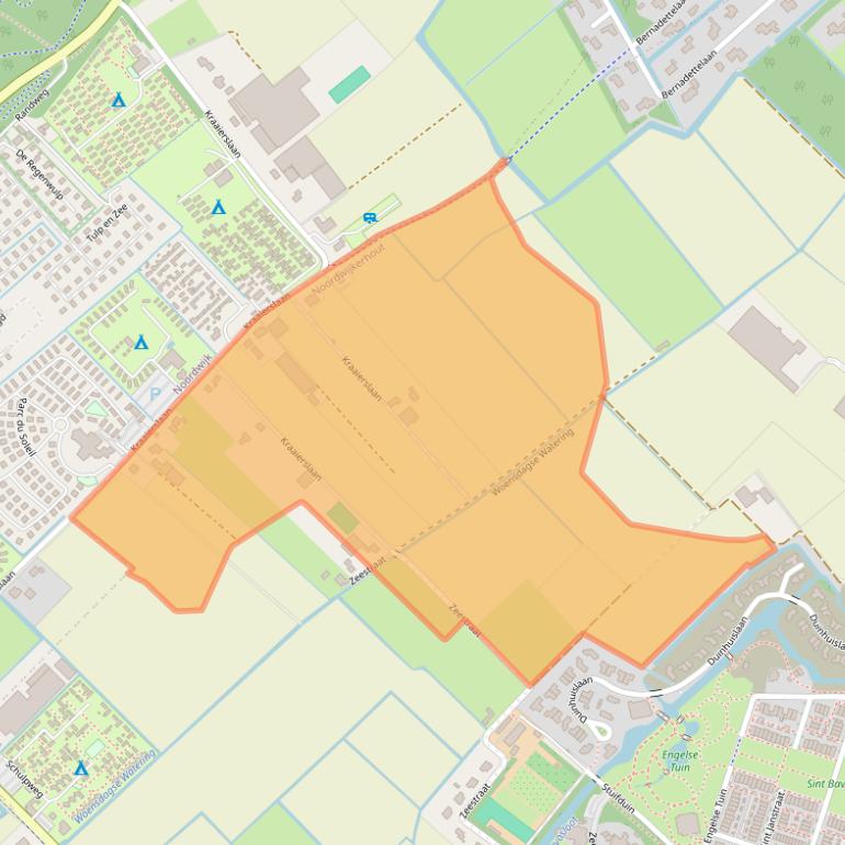 Kaart van postcodegebied 2211ZE.