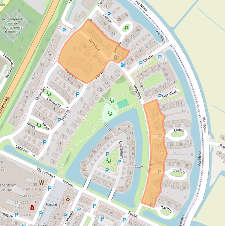 Kaart van postcodegebied 2211ZM.