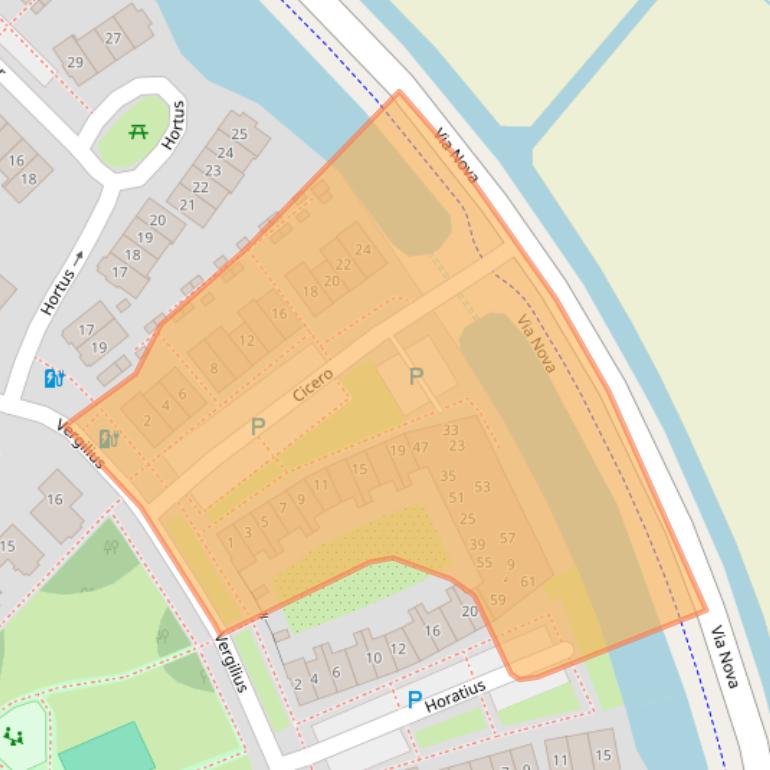 Kaart van postcodegebied 2211ZS.