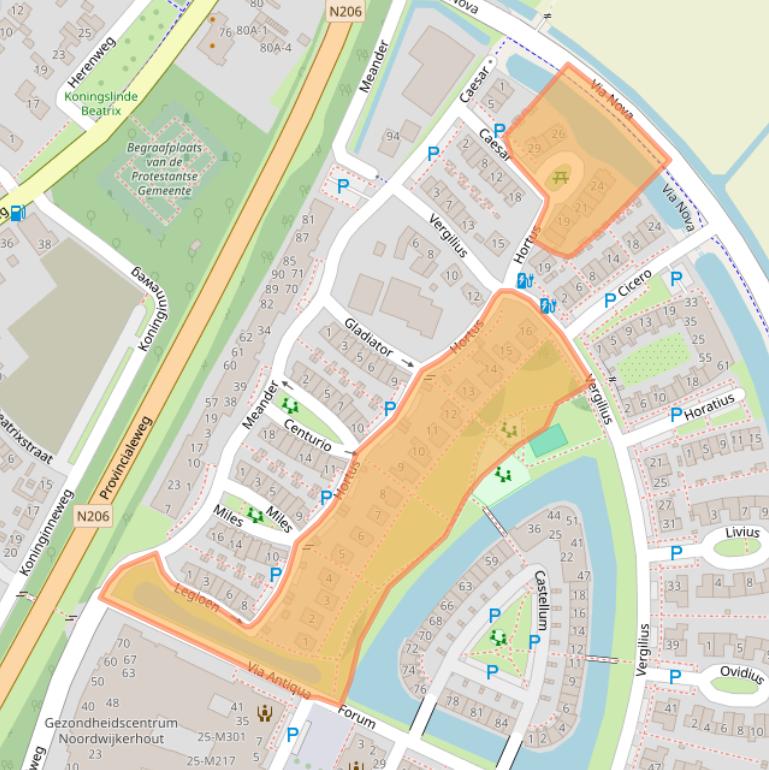Kaart van postcodegebied 2211ZX.