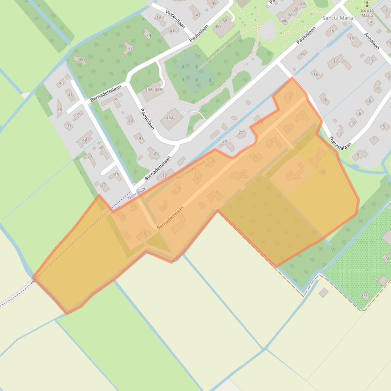 Kaart van postcodegebied 2212AC.